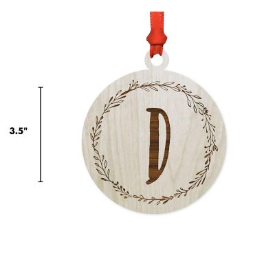 Wood Round Ornament Letter D Image 2