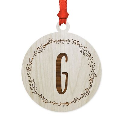 Wood Round Ornament Letter G Image 1