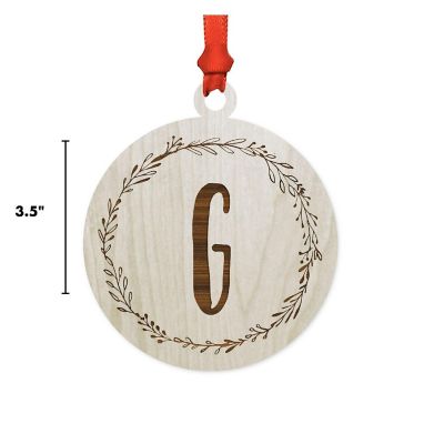Wood Round Ornament Letter G Image 2