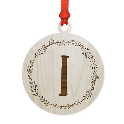 Wood Round Ornament Letter I Image 1
