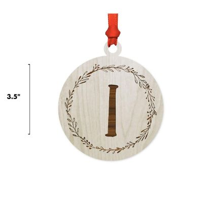 Wood Round Ornament Letter I Image 2
