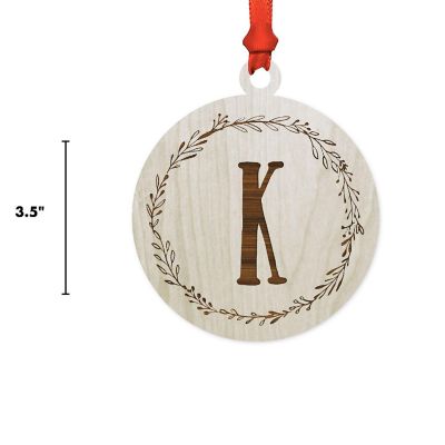 Wood Round Ornament Letter K Image 2
