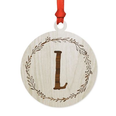 Wood Round Ornament Letter L Image 1