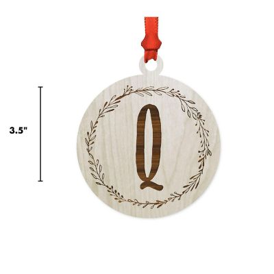 Wood Round Ornament Letter Q Image 2