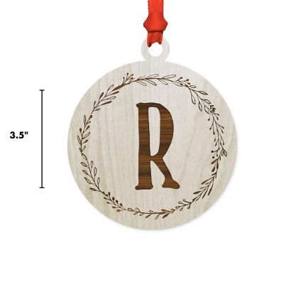 Wood Round Ornament Letter R Image 2