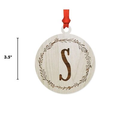 Wood Round Ornament Letter S Image 2