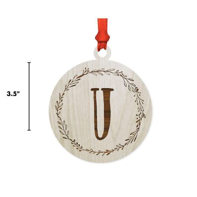 Wood Round Ornament Letter U Image 2
