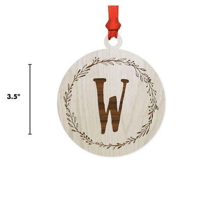 Wood Round Ornament Letter W Image 2