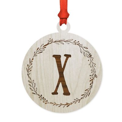 Wood Round Ornament Letter X Image 1