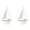 Wood Sailboat Sculpture Sailboat (Set Of 2) 11"L X 18.25"H Metal/Wood Image 3