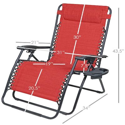 Woodard Outdoor Zero Gravity Steel Chair With Cupholders, Deep Red Image 2