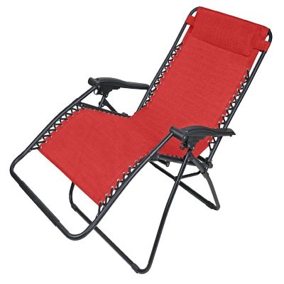 Woodard Outdoor Zero Gravity Steel Chair With Cupholders, Deep Red Image 3