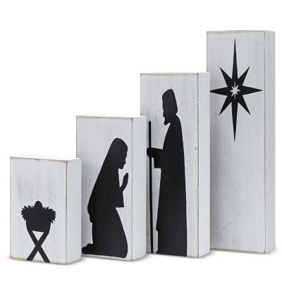 Wooden Block Nativity Scene -  Nativity Table Top Set Decorations - 1 Set Image 1