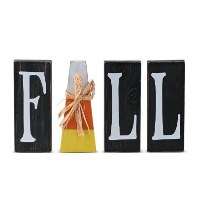 Wooden Fall Shelf Blocks - Rustic Wooden Painted Candy Corn Shelf Sitters Image 1