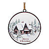 Woodland Winter Cabin Disc Ornament  (Set Of 12) 6"D Iron Image 1