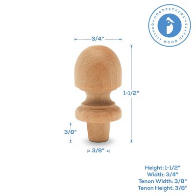 Woodpeckers Crafts, DIY Unfinished Wood 1-1/2" Finial, Pack of 25 Image 3
