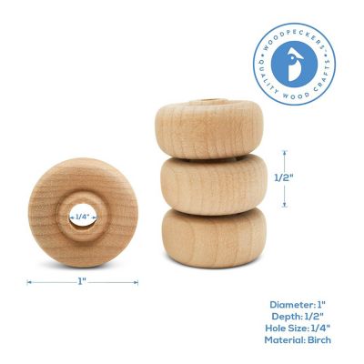 Woodpeckers Crafts, DIY Unfinished Wood 1", 1/2" Thick Classic Wheels Pack of 50 Image 3