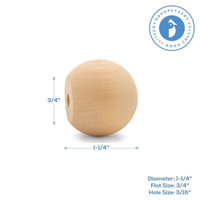 Woodpeckers Crafts, DIY Unfinished Wood 1-1/4" Ball Knob, Pack of 25 Image 1