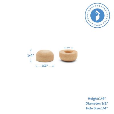 Woodpeckers Crafts, DIY Unfinished Wood 1/2" Axle Cap, Pack of 250 Image 3