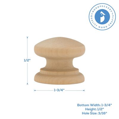 Woodpeckers Crafts, DIY Unfinished Wood 1-3/4" British Knob, Pack of 50 Image 1