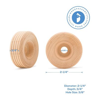 Woodpeckers Crafts, DIY Unfinished Wood 1-3/4" Classic Wheels Pack of 24 Image 3