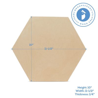Woodpeckers Crafts, DIY Unfinished Wood 10" Hexagon Pack of 10 Image 2