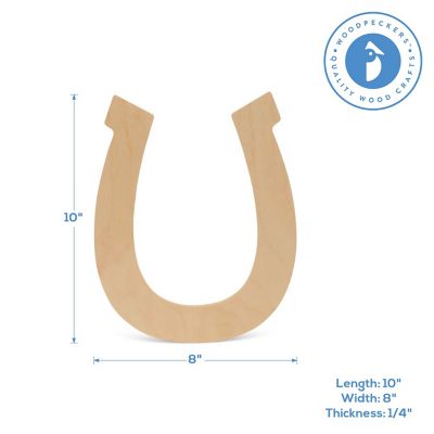 Woodpeckers Crafts, DIY Unfinished Wood 10" Horseshoe Cutout, Pack of 3 Image 2