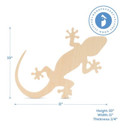 Woodpeckers Crafts, DIY Unfinished Wood 10" Lizard Cutout Pack of 3 Image 2
