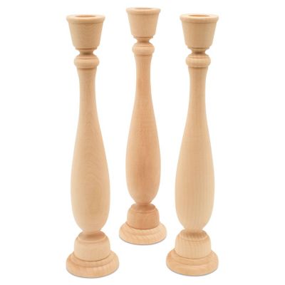 Woodpeckers Crafts, DIY Unfinished Wood 11" Candlestick, Pack of 2 Image 1