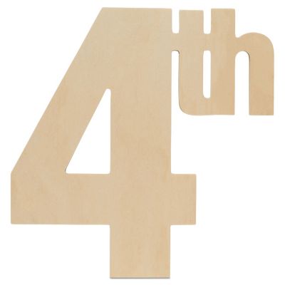 Woodpeckers Crafts, DIY Unfinished Wood 12" 4th Cutouts, Pack of 3 Image 1