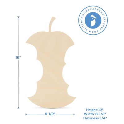 Woodpeckers Crafts, DIY Unfinished Wood 12" Apple Core Cutout Pack of 3 Image 2