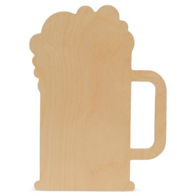 Woodpeckers Crafts, DIY Unfinished Wood 12" Beer Mug Cutout, Pack of 3 Image 1