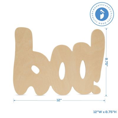 Woodpeckers Crafts, DIY Unfinished Wood 12" Boo Cutouts, Pack of 12 Image 1