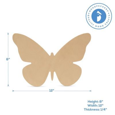 Woodpeckers Crafts, DIY Unfinished Wood 12" Butterfly Cutout Pack of 1 Image 2