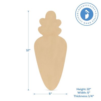 Woodpeckers Crafts, DIY Unfinished Wood 12" Carrot Cutout Pack of 12 Image 2