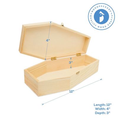 Woodpeckers Crafts, DIY Unfinished Wood 12" Coffin, Pack of 2 Image 2
