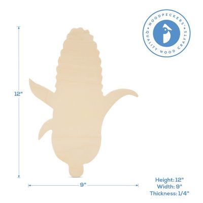 Woodpeckers Crafts, DIY Unfinished Wood 12" Corn on the Cob Cutout Pack of 3 Image 2