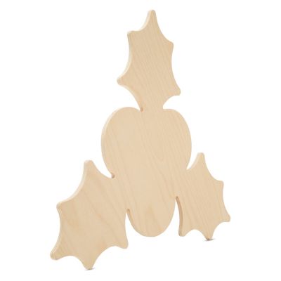 Woodpeckers Crafts, DIY Unfinished Wood 12" Holly Cutout Pack of 12 Image 1