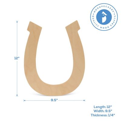 Woodpeckers Crafts, DIY Unfinished Wood 12" Horseshoe Cutout, Pack of 6 Image 2