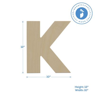 Woodpeckers Crafts, DIY Unfinished Wood 12" Letter K, Pack of 5 Image 1