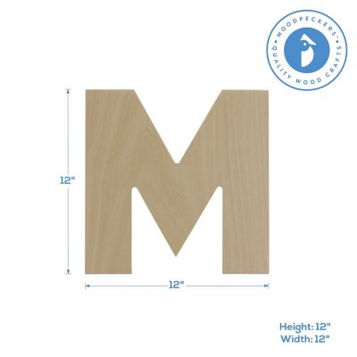 Woodpeckers Crafts, DIY Unfinished Wood 12" Letter M, Pack of 3 Image 1