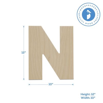 Woodpeckers Crafts, DIY Unfinished Wood 12" Letter N, Pack of 3 Image 1