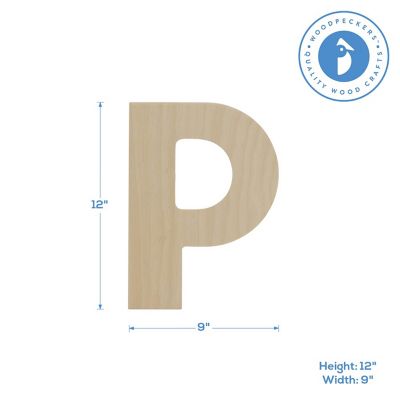 Woodpeckers Crafts, DIY Unfinished Wood 12" Letter P, Pack of 5 Image 1
