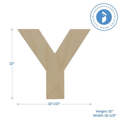 Woodpeckers Crafts, DIY Unfinished Wood 12" Letter Y, Pack of 5 Image 1