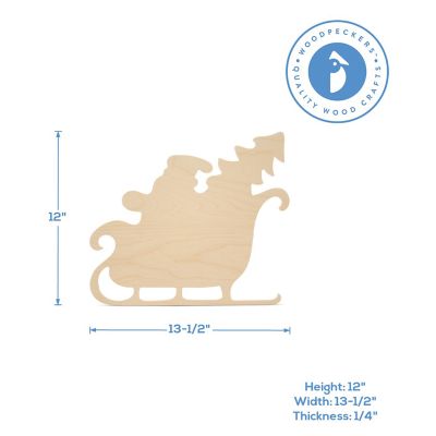 Woodpeckers Crafts, DIY Unfinished Wood 12" Loaded Sleigh Cutout Pack of 12 Image 2