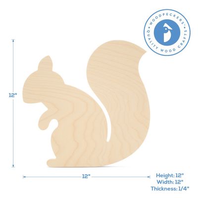 Woodpeckers Crafts, DIY Unfinished Wood 12" Squirrel Cutout Pack of 3 Image 2