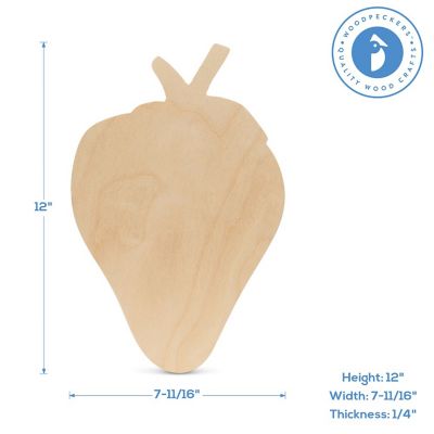 Woodpeckers Crafts, DIY Unfinished Wood 12" Strawberry Cutouts, Pack of 10 Image 2