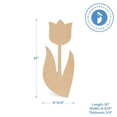 Woodpeckers Crafts, DIY Unfinished Wood 12" Tulip Cutout, Pack of 12 Image 2