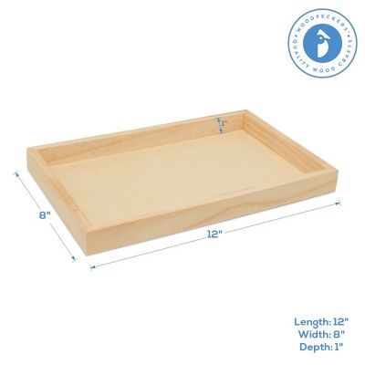 Woodpeckers Crafts, DIY Unfinished Wood 12" x 8" Rectangular Tray, Pack of 12 Image 2