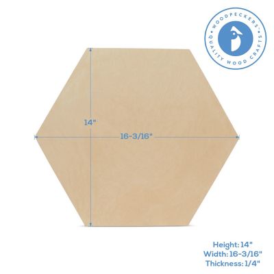 Woodpeckers Crafts, DIY Unfinished Wood 14" Hexagon Pack of 10 Image 2